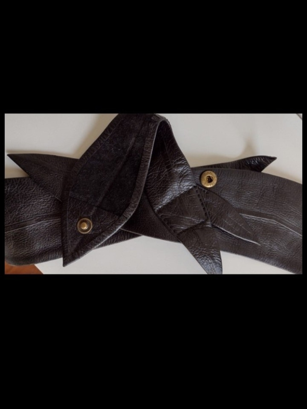 Black Leather Wrap Belt With Brass Snap - Women Accessories